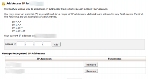 Havenswift cPanel Security IP Address Screen