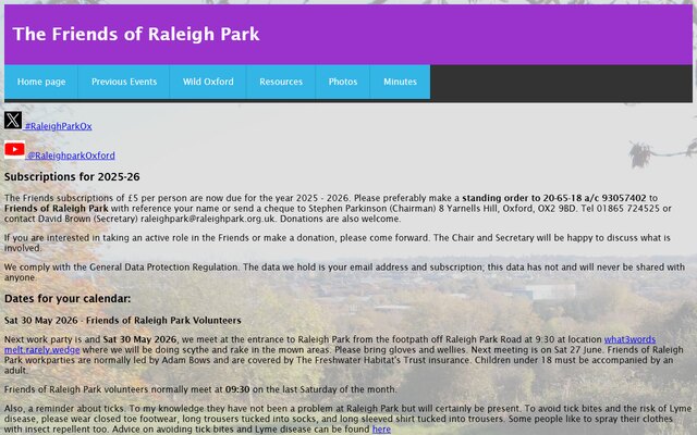 Friends of Raleigh Park website