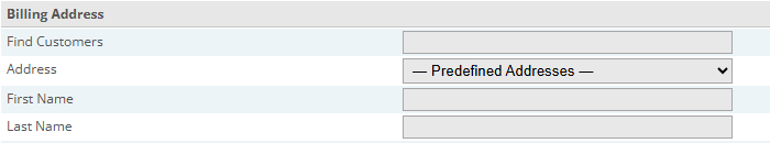 CubeCart admin new order billing address screen with the Find Customers lookup field added by the Enhanced Admin Order Entry plugin