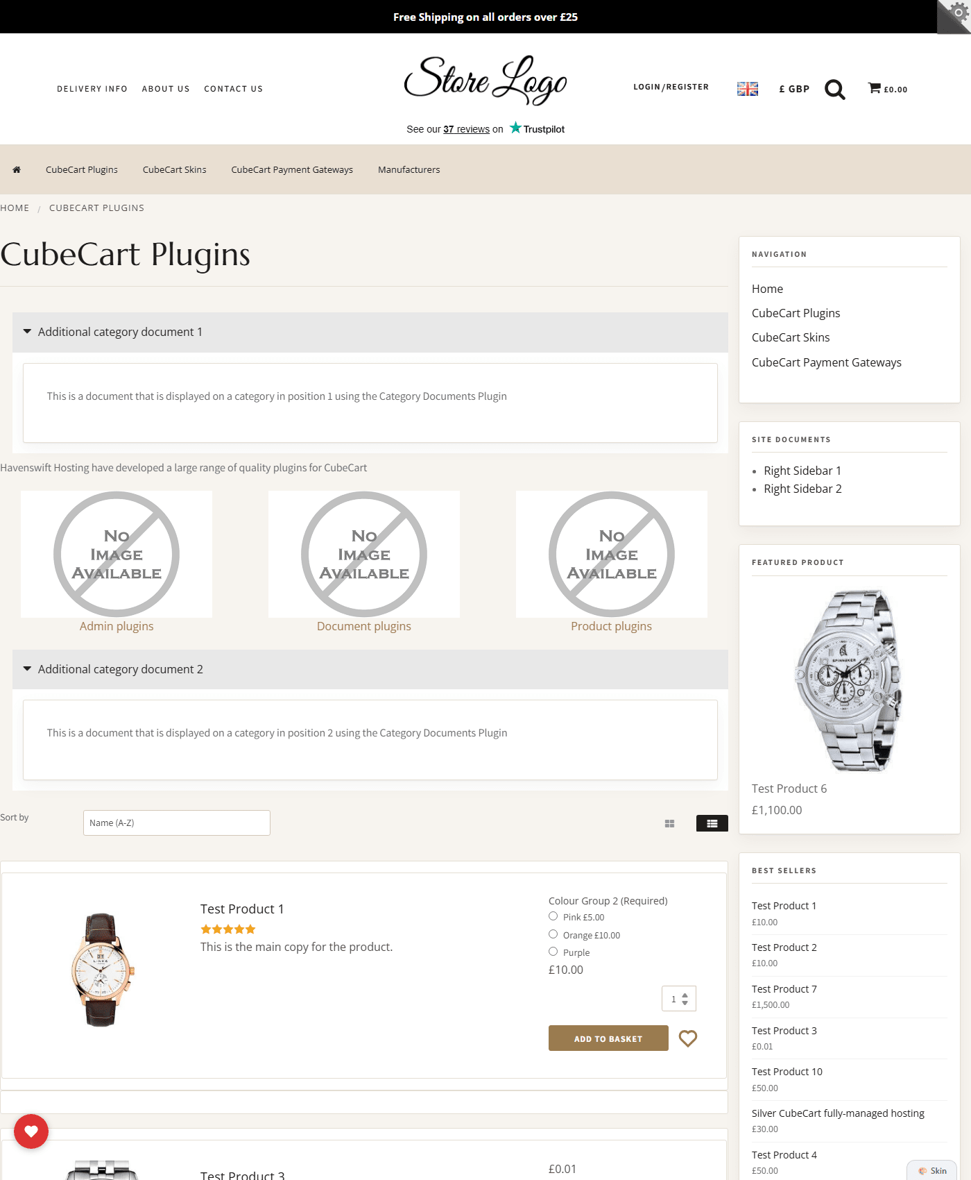 Trade Skin on a category page