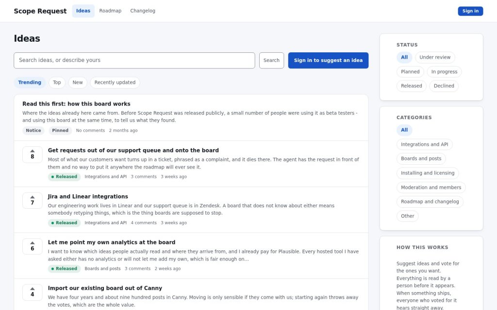 We Have Launched Scope Request: A Feature Request Board on Your Own Server